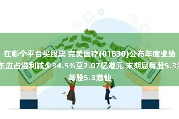 在哪个平台买股票 完美医疗(01830)公布年度业绩 股东应占溢利减少34.5%至2.07亿港元 末期息每股5.3港仙